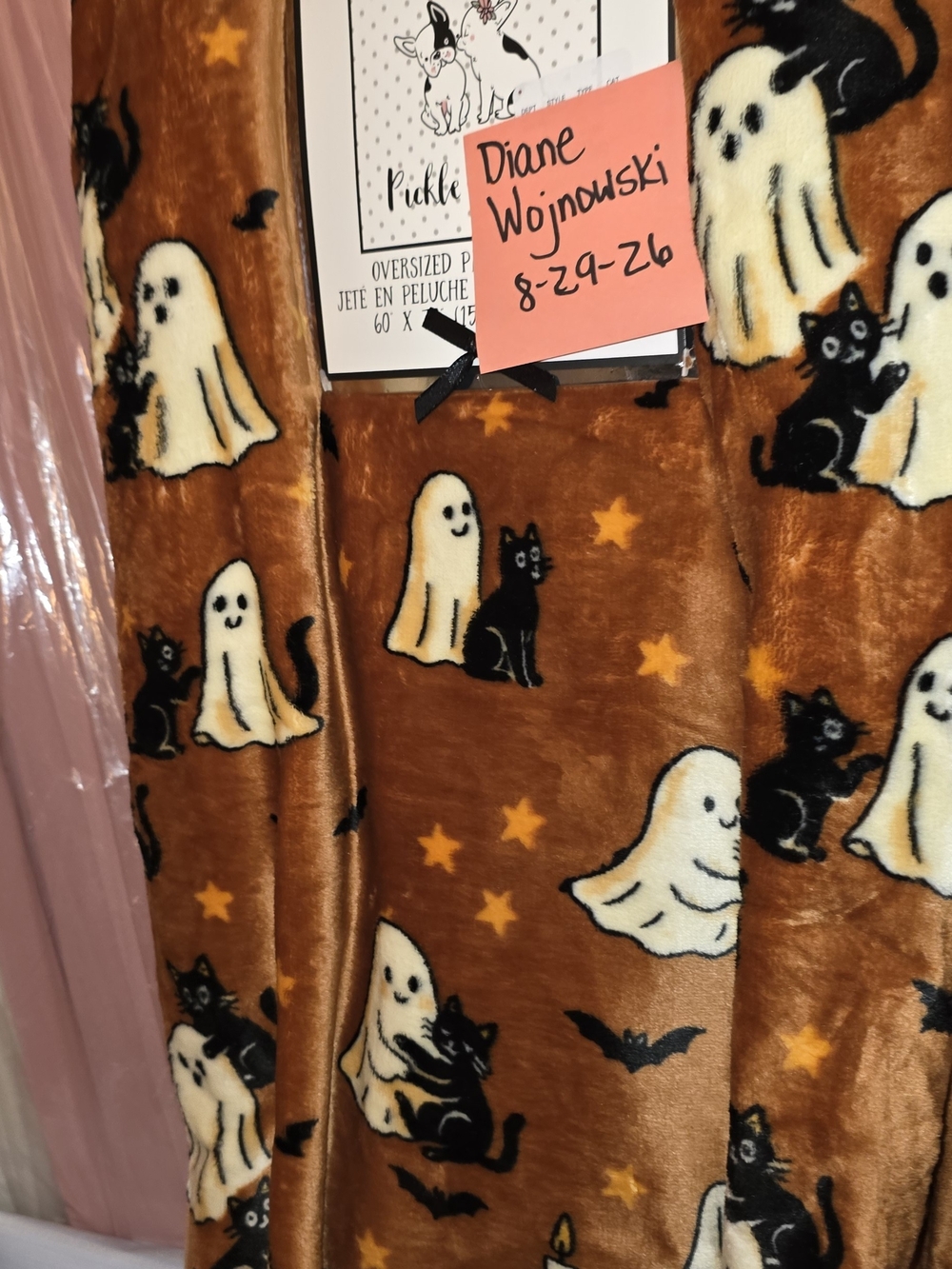 Pickle And Dot Halloween Ghost & Black Cat Blanket